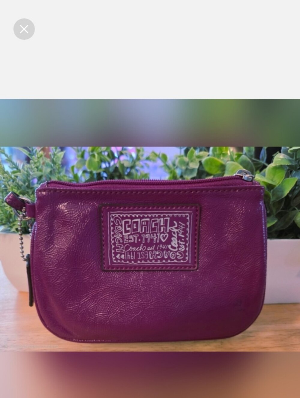Coach Poppy Purple Zip Pouch Wristlet NWOT